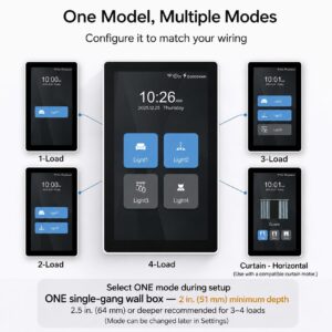 LANBON L10 Large LCD Smart Light Switch, Custom Display & Icons, 6-in-1 1/2/3/4-Load & Curtain, 2.4GHz WiFi, Alexa/Google Home, Motion Wake, Single-Gang Box, No Dimmer, Neutral Wire Required, L10-HS