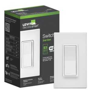 Leviton Decora Smart Dimmer Switch, Wi-Fi 2nd Gen, Neutral Wire Required, Works with Matter, Alexa, Google Assistant, Apple Home/Siri, Wired or Wireless 3-Way, D26HD-1RW, White