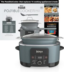Ninja® PossibleCooker™ PRO Plus 9-in-1, 8.5-qt, Blue Macaron, MC2001 | Replaces 16 appliances, 1400W, Slow Cook, Sear, Sauté, Proof, Pasta/Rice, oven-safe ceramic pot, cooker-to-oven-to-table