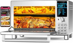Nuwave Bravo XL Pro Air Fryer Toaster Oven, Improved 100% Super Convection | Quicker & Crispier Results, 100 Presets, Multi-Layer Even Cooking, 50-500F, Smart Probe, PFAS Free, 30QT, Stainless Steel
