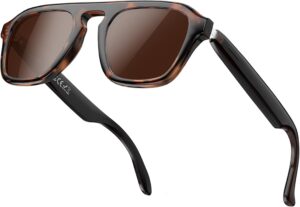 Smart Bluetooth Glasses for Women, Retro Rectangle Polarized Sunglasses | Open-Ear, ENC Speakers, Hands-Free Calls & Music, UV400 Polarized Lenses, Touch Control, Lightweight Smart Audio Sunglasses