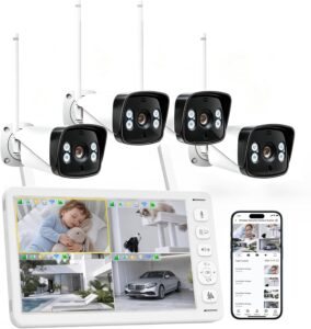 VTimes Smart Home Security Camera System Wireless Outdoor with Monitor | AI Human Dection, 24/7 Recording, Motion Detection, FHSS,1000ft,5G & 2.4G WiFi,IPX6, 2-Way Audio,Night Vision,Plug & Play