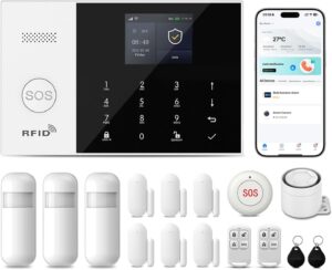 Wireless Home Security Systems,24Piece WiFi+GSM/4G Home Alarm System with Instant App Alerts & Remote Control,SOS Button Motion Sensors,Compatible with Alexa,NO Monthly Fees,Apartment,Kids Safety
