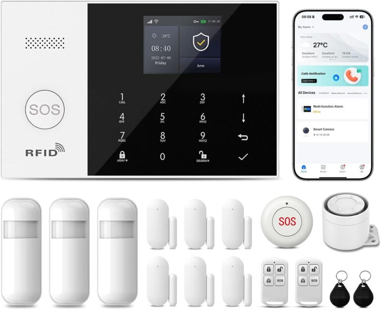 Wireless Home Security Systems,24Piece WiFi+GSM/4G Home Alarm System with Instant App Alerts & Remote Control,SOS Button Motion Sensors,Compatible with Alexa,NO Monthly Fees,Apartment,Kids Safety