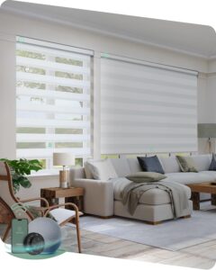 Yoolax Motorized Zebra Blinds with Remote, Room Darkening Smart Blinds | Works with Alexa, Google Home, Apple Home, Electric Dual Layer Shades for Windows Home Office, Privacy Control, Custom Size